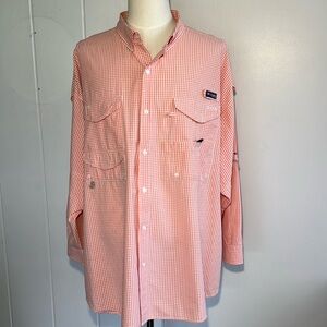 -Columbia PFG Super Bonehead Multi Pocket Liteweight Fishing Shirt Tangerine 4X